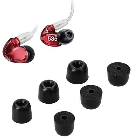 kwmobile Almohadillas Repuesto Compatibles con Shure AONIC 215 / SE215 / SE846 / SE535 / SE112 - Set de 6X Puntas Auriculares - Negro