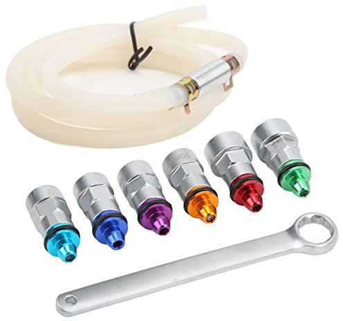 Bremsen-Entlüftungsschlüssel-Set, mit 6 Adaptern von 7–12 Mm, mit Universal-Ablassschlauch, Ideal für Autos, SUVs und Motorräder