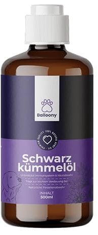 Balloony Schwarzkümmelöl für Hunde – Natürliche Unterstützung für EIN vitales Hundeleben | Rein & ohne Zusatzstoffe | Fördert Haut, Fell & Immunsystem (500g)