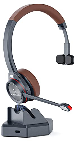 Mairdi Wireless Headset mit Mikrofon für PC, 5.2 Bluetooth Headset mit Ladestation & USB Dongle, Kabelloses Kopfhörer für Laptop Handy CallCenter Büro Zoom Microsoft Teams Skype Chat