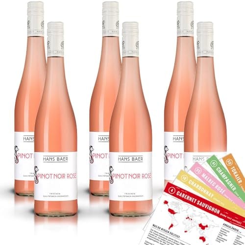 Hans Baer Pinot Noir Rosé, trocken, sortenreines Weinpaket + VINOX Winecards (6x0,75l)