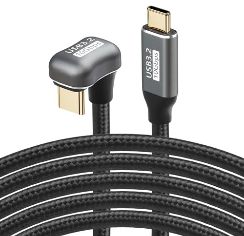 SinLoon USB C to C Cable 100 W Opposite U Shape Back Angled USB-C USB 3.2 Type C Male to Female Extension Data Cord 10Gbps Fast Charging Nylon Braided Cord for USB C Devices (1.5M/4.9FT)