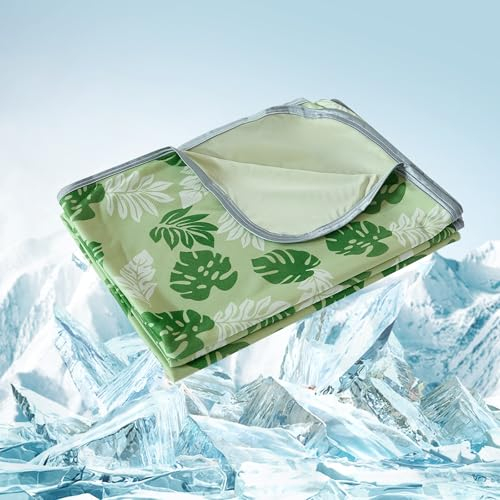 WONGS BEDDING Kühldecke 150 x 200cm, 2 in 1 Doppelseitig Leichte Sommerdecke, Kühldecke für Menschen Arc-Chill Q-Max Cooling Blanket zum Reisen Sofa Büro Betten Hause(Grün
