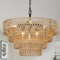 Rattan Hängelampe Esstisch, 6-flammige Große Boho Pendelleuchte Esstisch, Hängeleuchte Esszimmerlampe mit Rattan Lampenshirm, Küchenlampe Hängend, Vintage Kronleuchter für Esszimmer, Wohnzimmer, Küche
