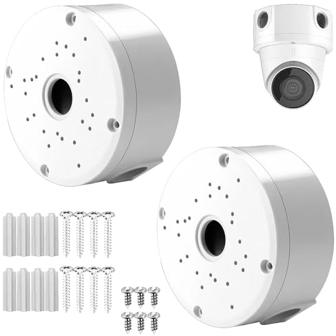 PCUORLEORS 2 Pack Dome Camera Junction Box,Universal Dome Security Camera Mount Box, Bracket Hide Cable,Indoor Dome Camera Cover, Base Junction Box for Dome Cameras, white