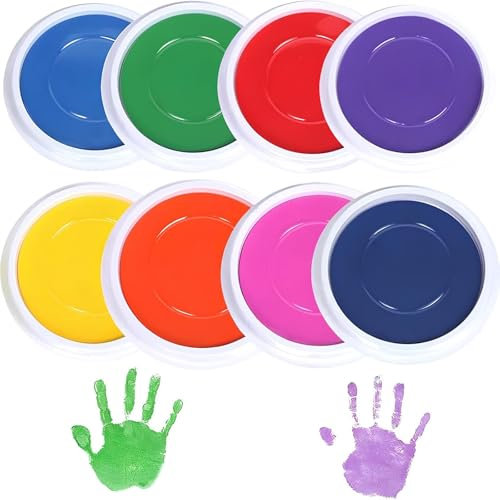 Rcbzzp 8 Stück Fingerstempel, Stempelkissen Kinder, Fingerstempel Verwendung, für Fingermalerei, DIY Stempelkarten, Scrapbooking, Geschenke für Kinder (8 Farben)