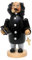 Dekohelden24 Holz Rauchfigur, Räucherfigur, Räuchermännchen, Räuchermann als Pfarrer mit Bibel und Holzkreuz in der Hand in schwarz, L/B/H 12 x 9 x 20 cm.