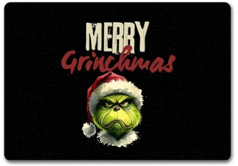 speecheese Merry Grinchmas Weihnachtsmuffel Fußmatte in 35x50 cm ohne Rand Weihnachten böse schaudernd Typ zornig und finster wütend dekorativ und festlich