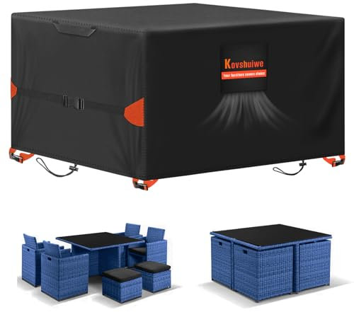 Kovshuiwe Housse de meubles de jardin imperméable en tissu Oxford 420D résistant au vent et anti-UV pour meubles de jardin et extérieur, 130 x 100 x 74 cm