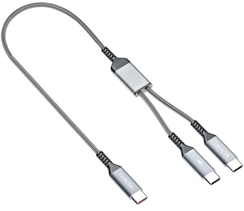 USB C Kabel 1.2M Grau, Multi 2-in-1 USB C zu USB C Kabel 100W Max, Schnellladekabel für iPhone 16 15 Serie, MacBook, iPad, Samsung S25, Xiaomi, Huawei, Moto (USB 2.0, geflochten)