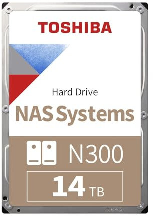 TOSHIBA N300 14TB Interne NAS-Festplatte, 3,5'' SATA HDD, 7200 RPM, 24/7 Betrieb, unterstützt 1-8 Baysysteme, 128MB Cache, 180TB/Jahr Arbeitslast, 3 Jahre Garantie (HDEXZ12ZNA51F).