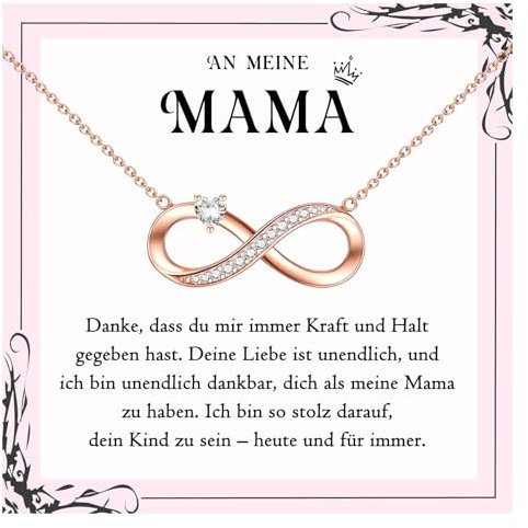 PDTU Geschenke für Mama, Unendlichkeitszeichen Kette für Mama Geschenk, Muttertag Geschenk für Mutter, Beste Mama Geschenke zum Muttertag Geburtstag Weihnachten, Rosegold