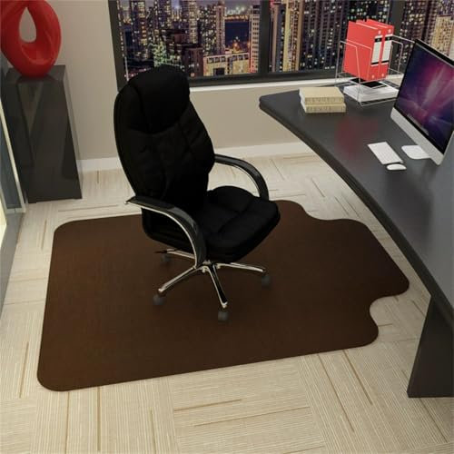 Surwin Tappeto Antiscivolo per Sedia Ufficio, Texture Strisce Colore Unito Tappeto Protettivo Sedia Ufficio Forma Convessa Tappetino Protettivo per Pavimenti Duri (Colore caffè,90x120cm)