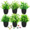 BELICOO 6 Pcs Small Fake Plants in Pots, Small Artificial Plants Indoor Outdoor, 6 Different Shaped Plastic Flowers Plants, Bathroom Plants for Home Garden Office Desk Shower Room Decoration