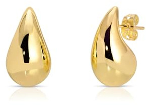 Tropfenohrringe Dupes für Frauen Dickes Gold Chunky Hoop Ohrring Wassertropfen Ohrring für Frauen Hypoallergen, Messing, Kein Edelstein