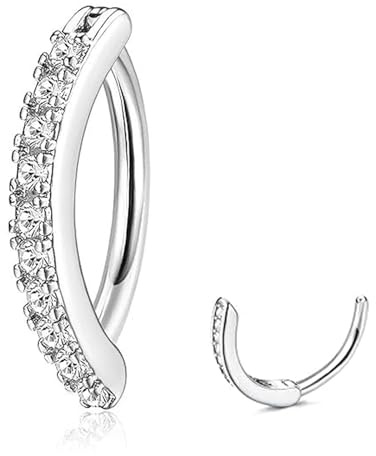 ZHITENG 14G Bauchnabelpiercing Ring, 1.6 mm Piercing Bauchnabel Diamant Antiallergie Bauchnabel Ring Nabelpiercing Reverse Curved Nabel Barbell, Körper Piercing Schmuck für Damen