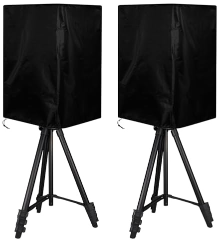 2 Pack 15 Inch Outdoor Speaker Covers, Black UV Protection PA/DJ Speaker Covers for Powered Speaker Mounted on Stand Oxford Fabric Speaker Protective Covers for Waterproof Dustproof