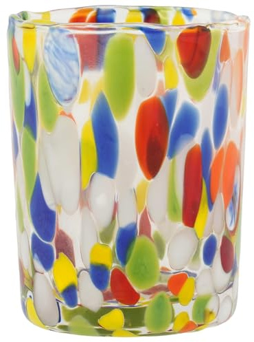Glass Of Venice Murano Glass Italian Shot Glass 2 oz. Artistic Color Splashes Design Multicolor - Shooter glass for liqueur, Limoncello, Tequila, Vodka, Sake Handmade in Venice, Italy