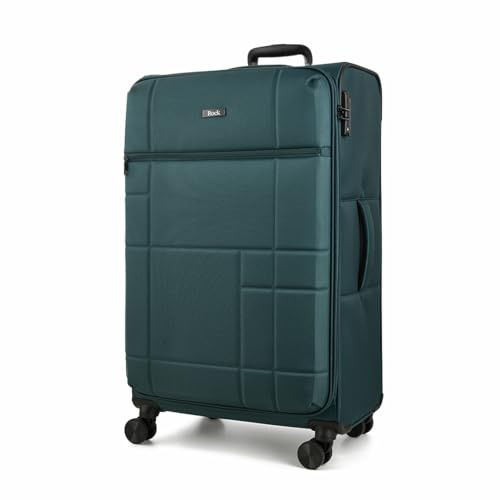 Rock Tokyo Large Soft Shell Suitcase in Green - Lightweight & Streamlined Design, 360 Swivel-Wheels & TSA Combination Lock - 78x48x31cm 89L Capacity