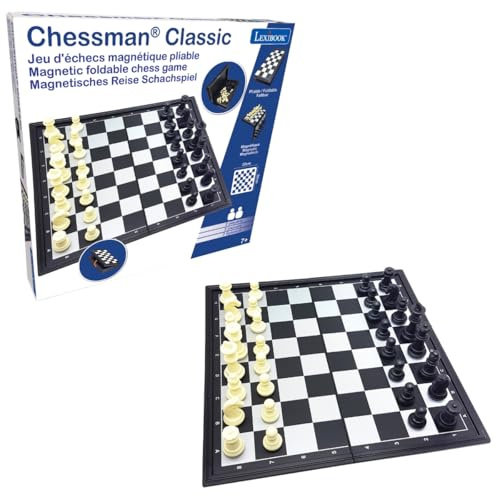 LEXIBOOK Chessman Classic Chess Game, CGM320LXB | Magnetic And Foldable Chess Game, 32 pieces, Family game, Black/Grey