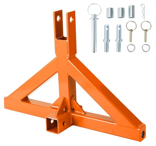 Garvee 3 Point Linkage Tow Hitch Receiver 2 with Tow Hook, Category 1 (Cat 1) Tractor Drawbar Adapter, Heavy Duty 3Pt Quick Hitch Attachment for Kubota, Iseki, Massey Ferguson Compact Tractors, Black
