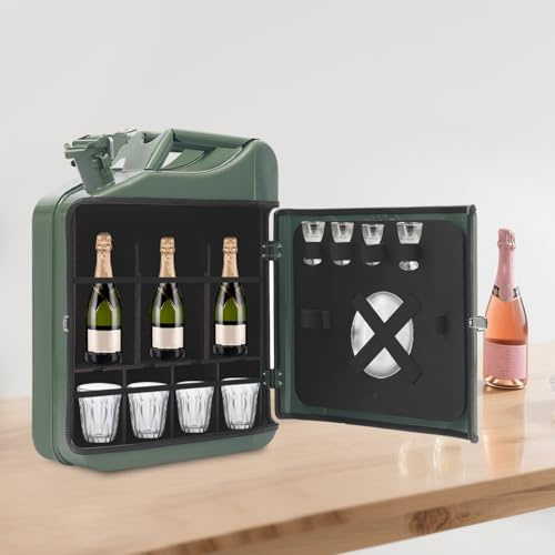 SABUIDDS Bidon de 20 l, mini bar, portable, verrouillable, aspect tonneau à huile, avec plusieurs compartiments, fentes pour couverts et gobelets, pour l'extérieur et les cadeaux, 35 x 15,5 x 47 cm