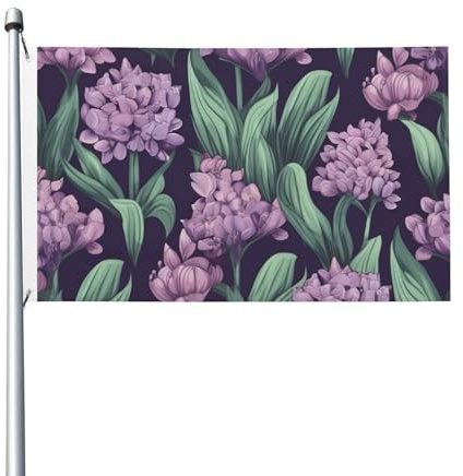 Fleurs Violettes De Jacinthe Drapeaux Décoratif 90X150Cm Double Face Drapeau Jardin Imperméable Bannière Décorative Pour Patio Pelouse Ferme