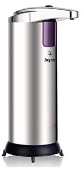 Beper 40.931 Dispenser Sapone Automatico, Acciao/ABS, Sensore Infrarossi, Capacità serbatoio 250 ml, 3 impostazioni del flusso di erogazione, Dispositivo anti-goccia