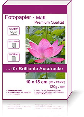 100 Blatt 10x15cm 120g/m² Fotopapier matt wasserfest Photopapier matte wasserfest photopaper photo paper 120g / m² 120g/qm - 10x15 cm 10 x 15 cm