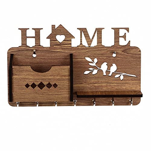 Sehaz Artworks Key Hangers | Key Holder for Wall Decorative | Wall Key Holders for Home (7 Hooks, Brown)