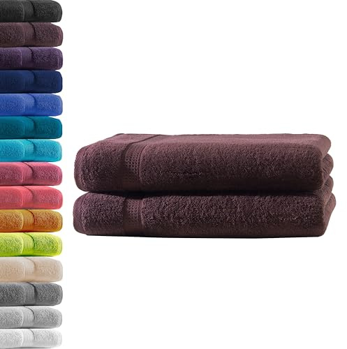 2X Duschtuch | Kaffeebraun | 100% Baumwolle Frottier | Oeko-TEX® Standard 100 | Premium Qualität 500 g/m²