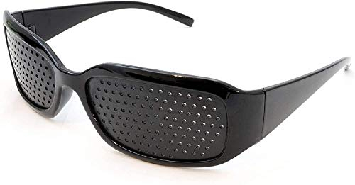 XLKJ Rasterbrille/Lochbrille für Augentraining zur Entspannung,Korrekturgläser Anti Müdigkeits Brille(Schwarz)