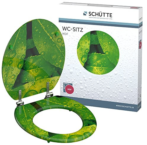 SCHÜTTE 80029 MDF-Holzkern WC-Sitz GREEN LEAFS,