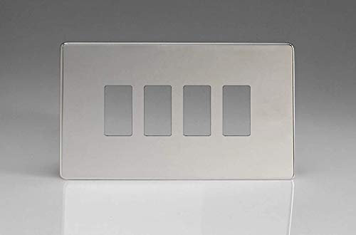 Varilight XDCPGY4S Screwless Polished Chrome 4 Gang PowerGrid Plate (Twin Plate)