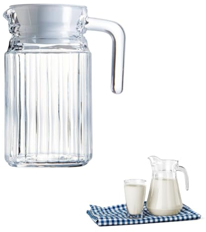 DEWIN Bouteille de Jus Transparente avec Couvercle, Glace Rayée Acrylique, Boisson Froide à L'eau, Thé et Pot à Lait Se Soja pour Cuisine à Domicile(500ML)