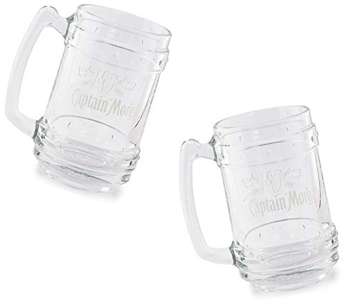 Captain Morgan Lot de 2 pichets en verre transparent 0,33 l avec marquage de 4 cl