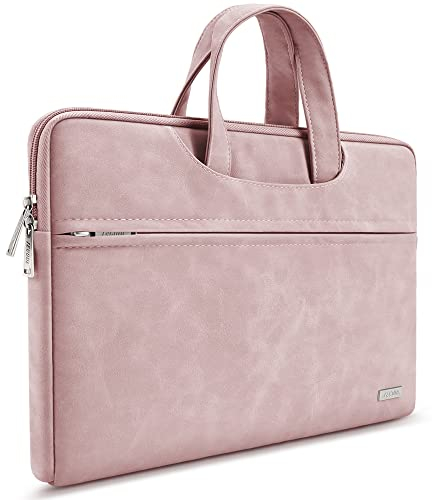 TECOOL 15,6 Zoll Laptoptasche Hülle Leder Schutzhülle für 15-15,6 Lenovo Dell ASUS Acer HP Samsung Notebook, MacBook Pro 16 M3 M2 2023, Matebook D16/D15, wasserdichte Notebooktasche Hülle, Rosa