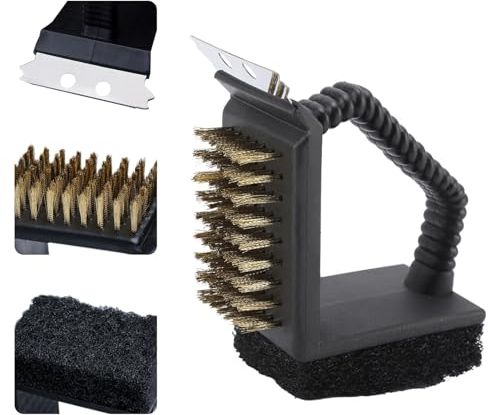 Grill Brush and Scraper, Safe Wire Bristles Barbecue Triple Scrubbers Grill Cleaning Wire Brush BBQ Cleaner Grill brush Accessories Cleaning Set Barbecue Cleaner Tools for Q & Pulse Grills