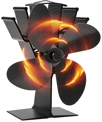 COMBIUBIU Wood Stove Fan with 4 Blades, Heat Powered Fireplace Fan for Efficient Warm Air Circulation, Quiet Operation, Stove Accessories for Wood Burner, Durable Design
