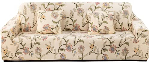 ARNTY Sofabezug, Sofabezug Ecksofa, Sofaüberwurf für 1/2/3/4 Sitzer Elastische Stretch Sofahusse Jacquard Sofaschoner (Blumen, 2 Sitzer Sofabezüge:141-180cm)