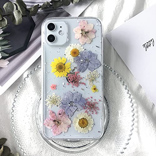 Tybiky - Carcasa para iPhone 11 (Goma Transparente, Hecha a Mano, para iPhone 11, Color Rosa, Amarillo, púrpura, Blanco