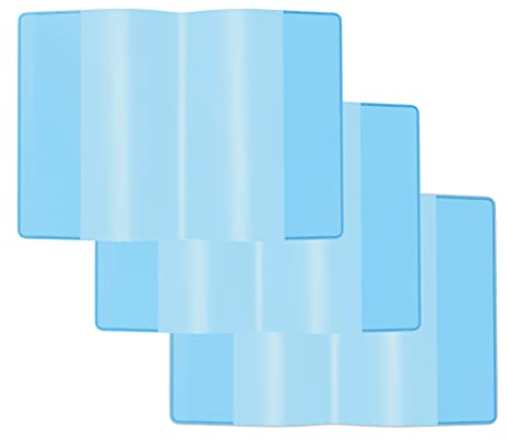 Impfpass Hülle farbig - Schutzhülle Impfausweis und Reisepass - Impfpasshülle mit Platz für Karten - Impfpass Etui für die Impfbescheinigung für Kinder Erwachsene (93 mm x 130 mm) (Blau, 3er Set)