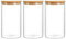 HOCHSTE Glass Food Storage Jars Containers, Food Cookies Jars with Airtight Bamboo Lid, Kitchen Canisters for Coffee, Flour, Sugar, Candy, Cookie - 3 Pcs, 900 ml