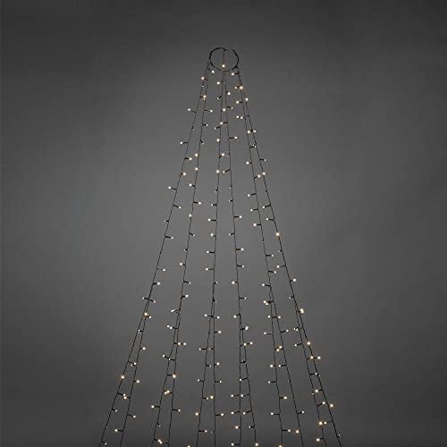 Konstsmide LED Baummantel 6 Stränge à 45 gefrostete Dioden, Strangverdoppelung von 6 auf 12 Stränge nach 120cm, 8h Timer, 270 warm weiße Dioden, 9V Außentrafo (IP44), schwarzes Kabel - 6661-130