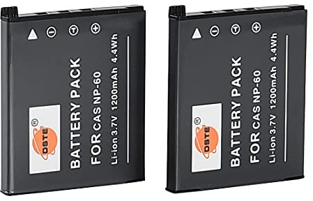 DSTE 2PCS NP-60 (1200mAh/3.7V) Battery Compatible with Casio Exilim Zoom EX-Z19 EX-Z85 EX-S10 EX-Z80 EX-Z9 EX-Z9PK EX-Z9SR EX-FS10 EX-S10 EX-S12 EX-Z21