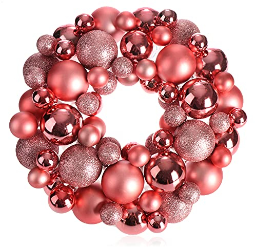 com-four® Türkranz Weihnachten - Adventskranz mit verschiedenen Christbaumkugeln in schönen Farben Ø ca. 32 cm - toll glänzende Weihnachtsdeko - Tischkranz