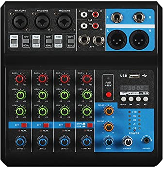 Mini Mezclador de Audio profesional 5 Canales USB Wireless Reproducción 48V Alimentación Phantom para Grabación PC Bandas