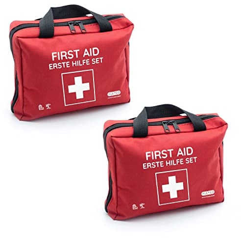 Erste-Hilfe-Tasche mit Sofort-Kältekompressen, Rettungsdecke und Pflastersortiment - umfangreich gefüllt - Set - Zuhause & Outdoor (2 Stück)