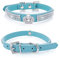 cobee Hundehalsband mit Strass, verstellbares Katzenhalsband Bling Pu Leder Welpenhalsband Kristall Haustierhalsbänder für kleine Hunde Katzen Halsbandzubehör(Blau)
