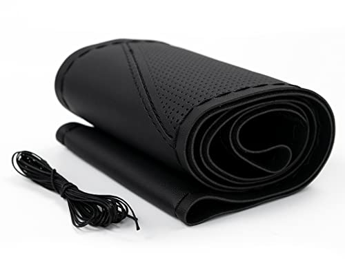 AUTOXBERT DIY Lenkradbezug Auto Hand Nähen Lenkradbezüge Sportlicher Stil Lenkradabdeckung Mikrofaser Leder mit Nadel Faden Universal Lenkradhüllen für 37-39 cm Rund D-Typ Lenkräder